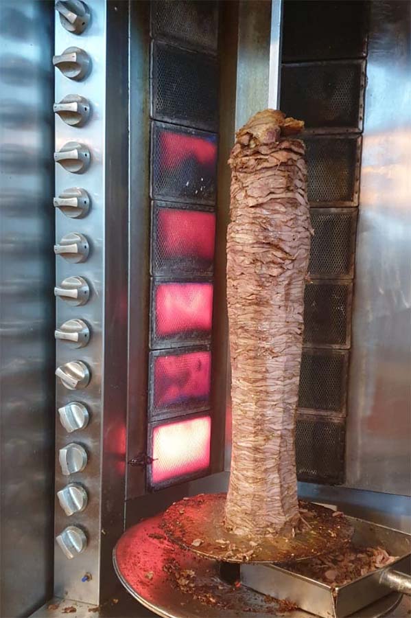Shawarma on an electric skewer