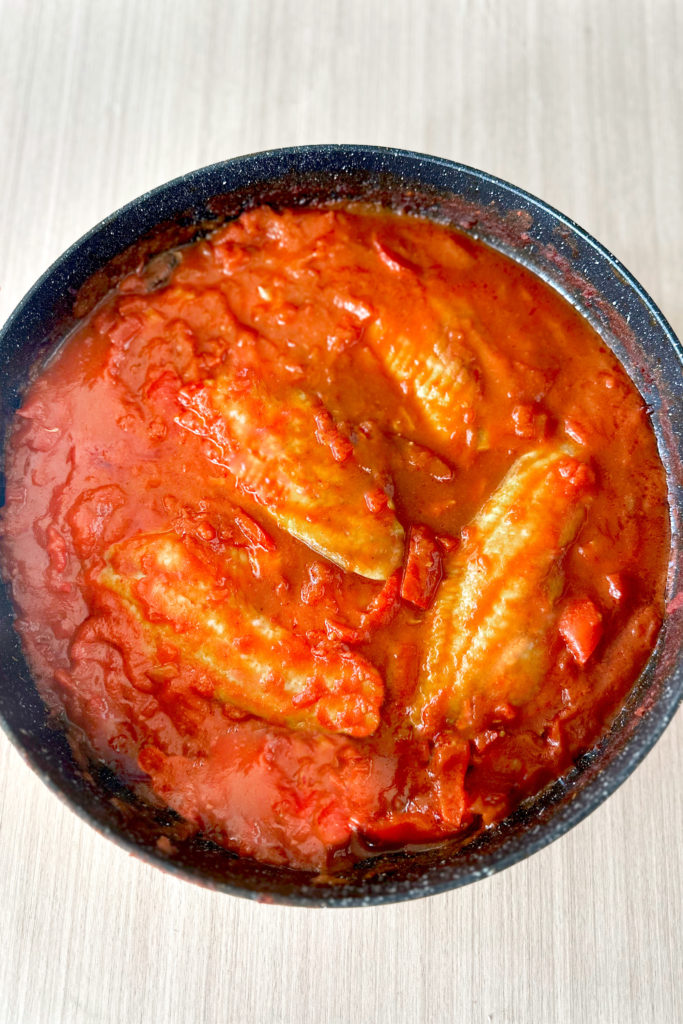 Pieces of Moroccan-Israeli fish in a pan